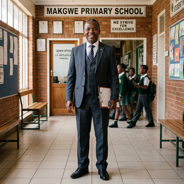 Mr. J.S. Motlogelwa, Principal of Makgwe Primary School